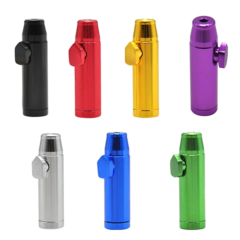 

1Pcs cigarette holder flat mouth snuff nose pipe small portable bullet snuff bottle 7 color aluminum snuff bottle