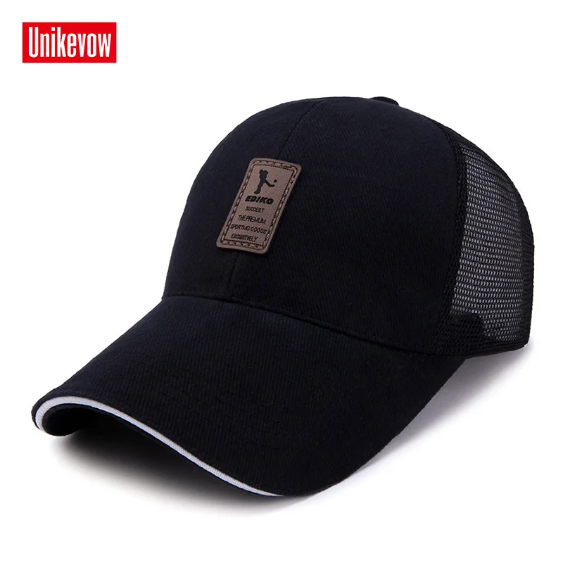 

UNIKEVOW 1Piece Baseball Mesh Caps Men Women Adjustable Cap Casual Leisure Hats Solid Color Snapback Summer Hat