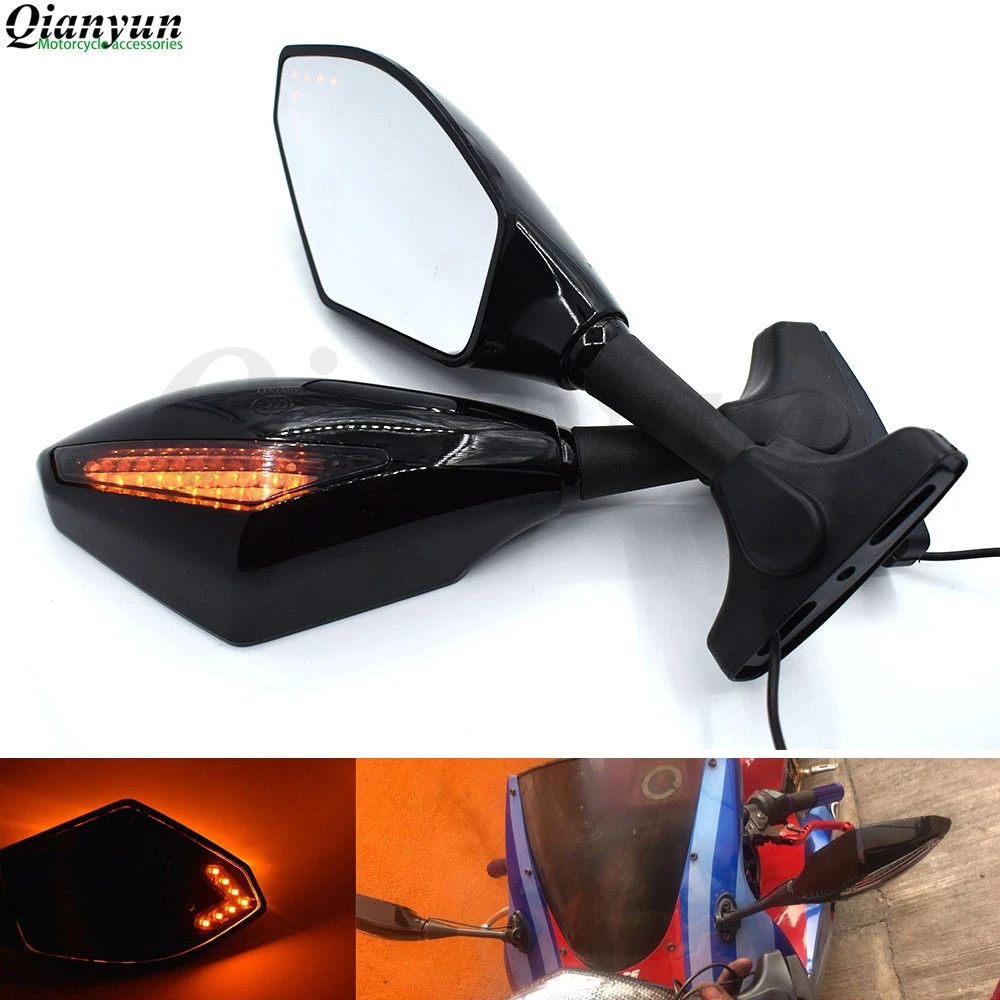 

Universal Motorcycle LED Steering Light Flash Rearview Mirror Side View Mirror for KAWASAKI ZX636R ZX6RR ZX6R ZX-6 ZX10R Z1000SX