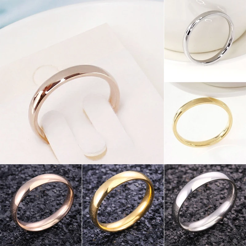Latest Fashion Fortunately Rose Gold Women Men Polished Stainless Steel Ring Convention Jewelry Wedding Band Ring Valentine Gift