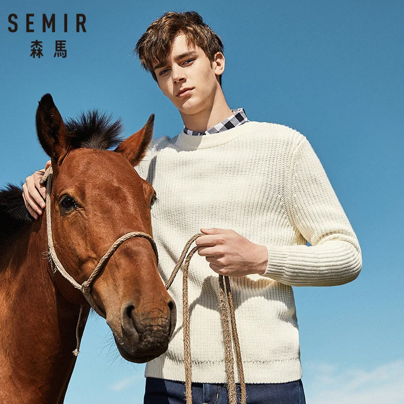 SEMIR осенне-зимний модный мужской свитер теплый толстый облегающий Мужской пуловер трендовый вязаный жаккардовый мужской свитер 10 цветов