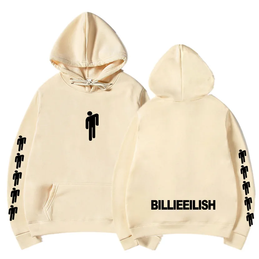 Khaki 84 Billie Eilish модные толстовки с принтом женские/мужские толстовки с капюшоном и длинным рукавом горячая Распродажа повседневные трендовые уличные толстовки - Цвет: Khaki 84