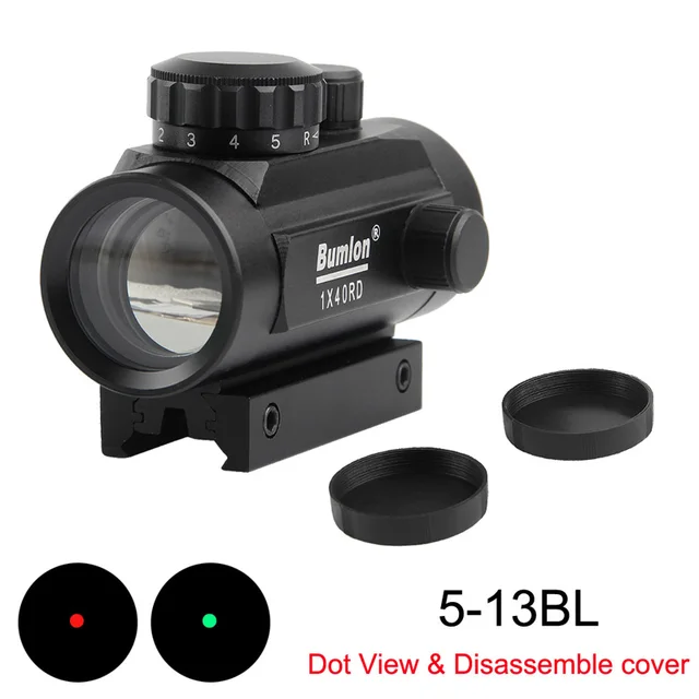 1 mira telescópica holográfica de punto rojo 40 mira telescópica de puntos rojo verde 11mm 20mm montaje de carril caza RL5-0013BL colimador Airsoft - Imagen 2