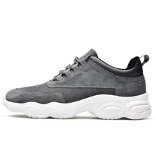 New Winter Men Running Shoes Height Increasing Men Sneakers Sport Shoes Suede Leather Walking Shoes