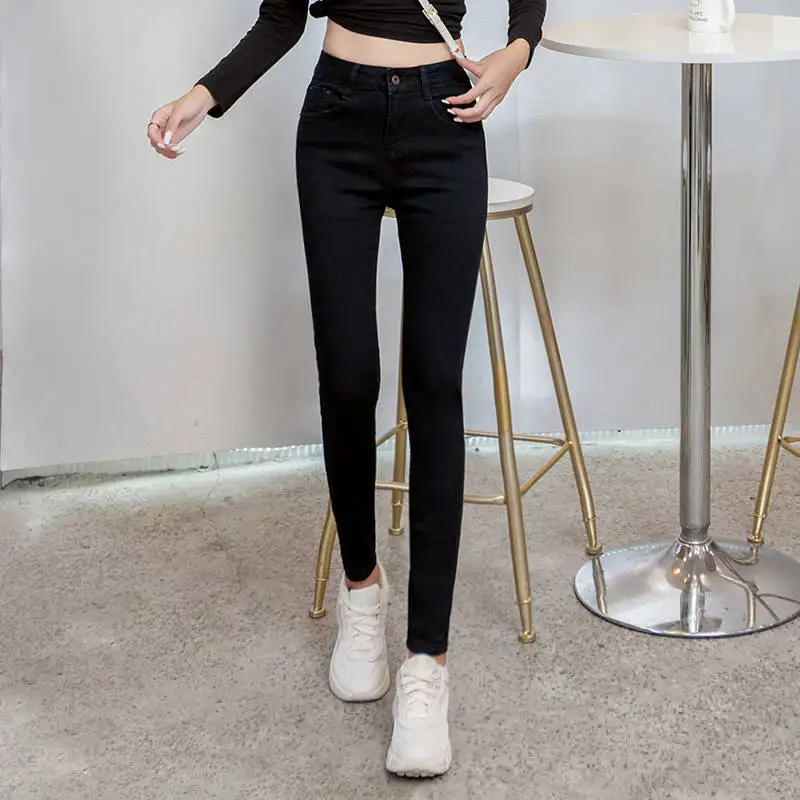 New Fashion Skinny Denim Pencil Jeans Woman Elastic High Waist Trousers Black Blue Stretch Plus Size Washed Jeans Female New Fashion Skinny Denim Pencil Jeans Woman Elastic High Waist Trousers Black Blue Stretch Plus Size Washed Jeans Female
