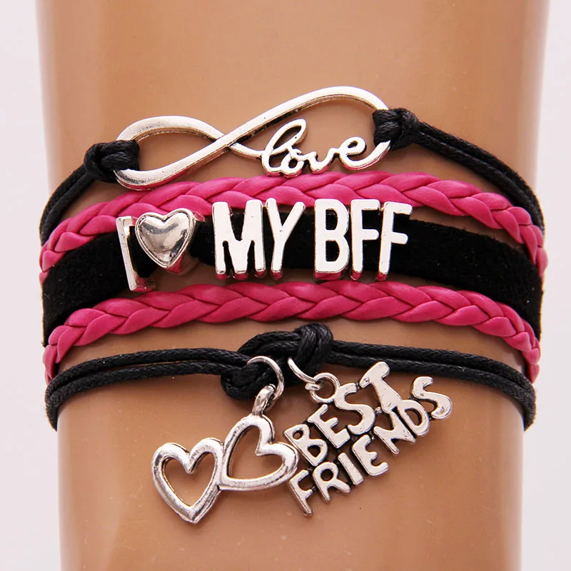 Браслет Infinity I Love My BFF кожаный браслет ручной работы с веревкой плетеный талисман