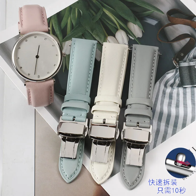 

2019 new arrival 12MM 14MM 16MM 18MM 20MM colourful smooth grain genuine leather watch band watch strap men and women straps