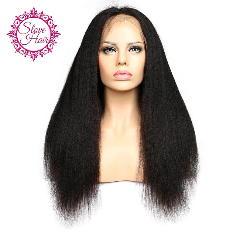 Slove Hair Kinky Straight 360 Lace Frontal Wigs ForWith Baby Hair Natural Color Brazilian Remy Hair