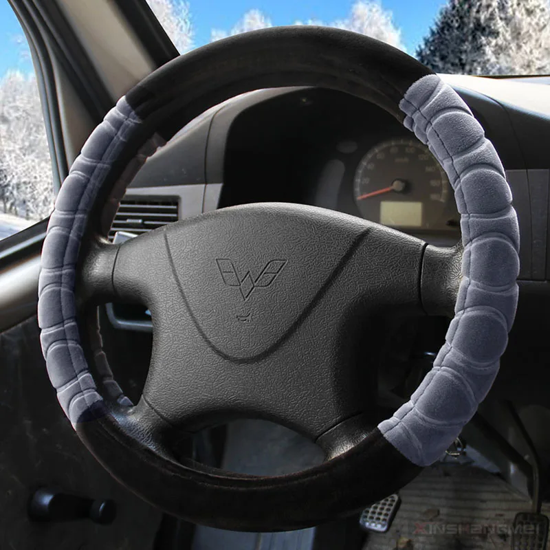 

KKYSYELVA Leather Steering Wheel Covers for Car Bus Truck 36 38 40 42 45 47 50cm Diameter Auto Steering-wheel cover