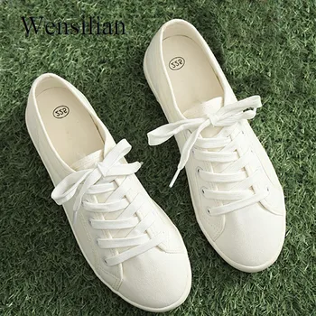 

Classic Vulcanize Sneakers Women Trainers Ladies Canvas Shoes Lace-Up Shallow Shoes Basket Femme White Sneakers Zapatos Mujer