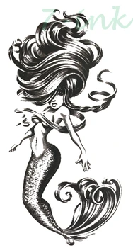 

Waterproof Temporary Tattoos black sexy Mermaid tatoo Mehndi Style on body art Water Transfer flash fake tatto for woman man