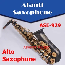 Afanti Music Eb tone / Brass body / Black Nickel Gold Alto Saxophone (ASE-929)