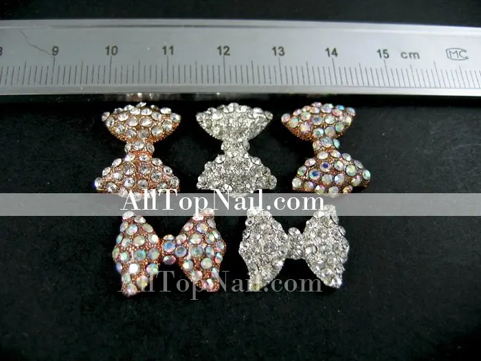 

10pcs Nail Art Alloy Bowknot Bling Rhinestones Decoration Bow Tie Nail Art