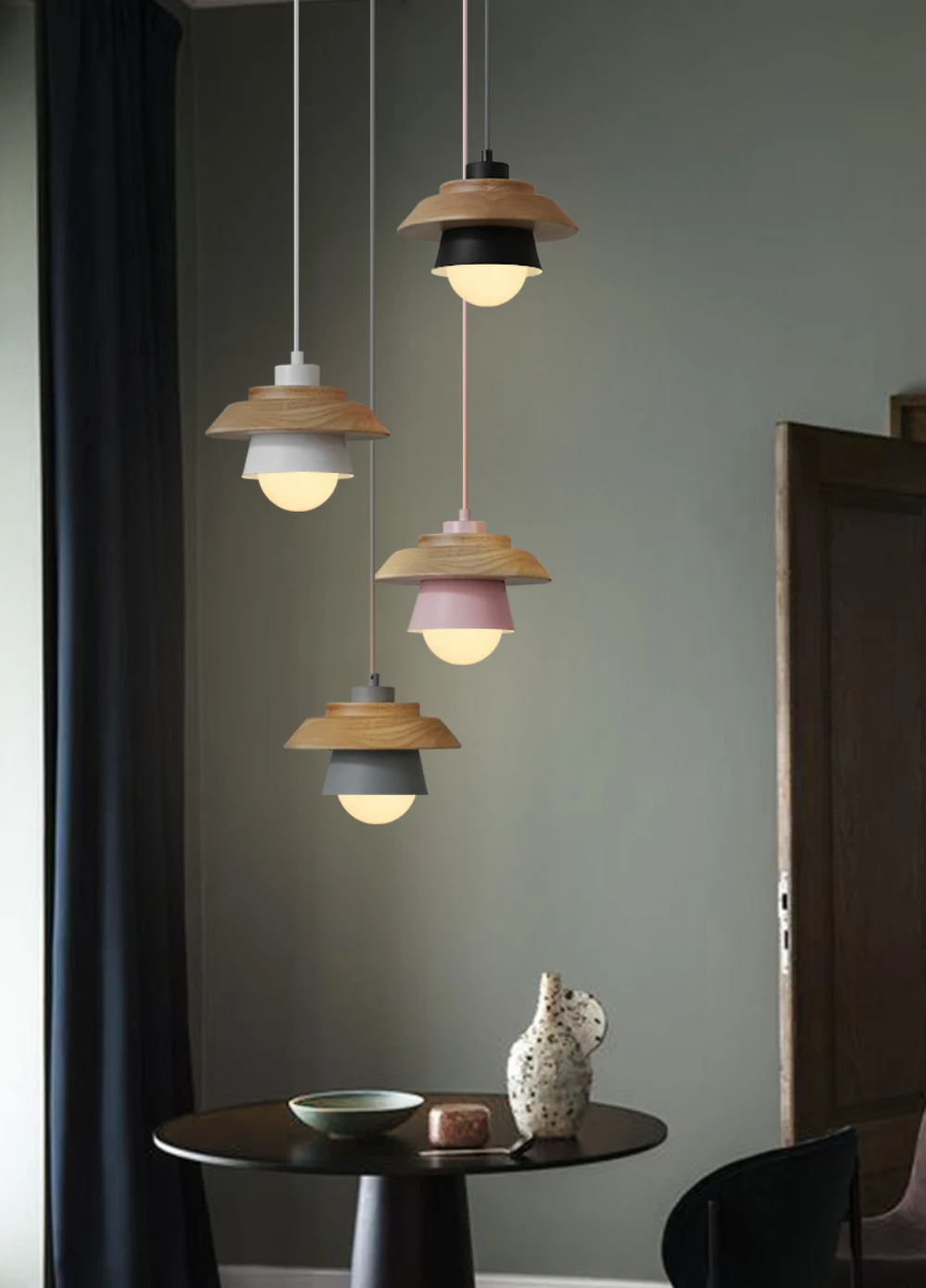 Красочные Подвесные Светильники Macaron, скандинавские деревянные подвесные лампы, люстры в стиле арт-деко, подвесной светильник для гостиной, Lamparas