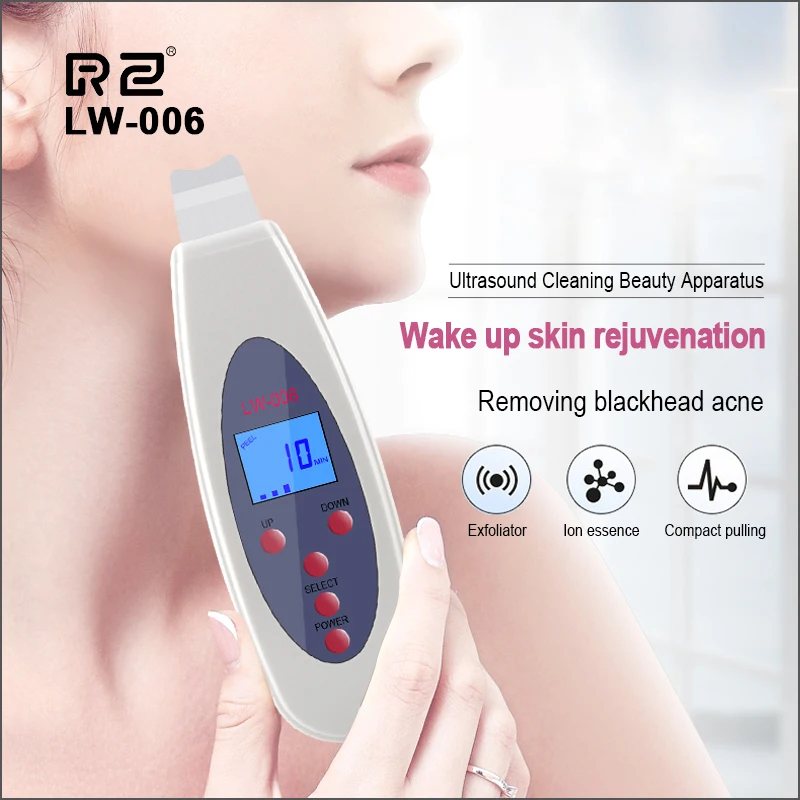 

RZ Ultrasonic Skin Scrubber Deep Face Cleaning Machine Remove Blackhead Reduce Wrinkles Spots Exfoliating Pore Cleaner Tools