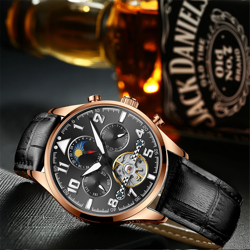 HAIQIN новые мужские механические часы модные деловые часы Мужские автоматические Tourbillon водонепроницаемые часы мужские часы