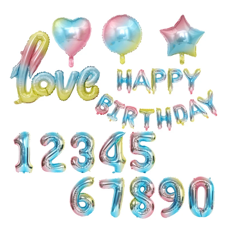 

1pcs 32inch Iridescent Rainbow Color Number Foil Balloons Birthday Wedding Party Decoration Supplies Digital Balloon Automatic S