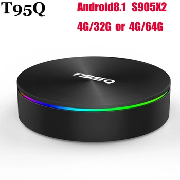 

TV BOX T95Q DDR4 4GB 32GB Android 8.1 Amlogic S905X2 Quad Core 2.4G/5.8G Dual Wifi BT4.1 1000M H.265 4K HD IPTV Set Top Box