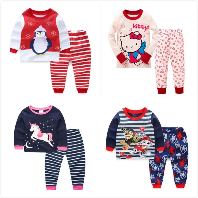 New Kids Pajamas Set Cartoon Airplane Cotton Pyjamas Tops+Pants 2 Pieces Children Pjs Boys Clothing Set 2-7 Years