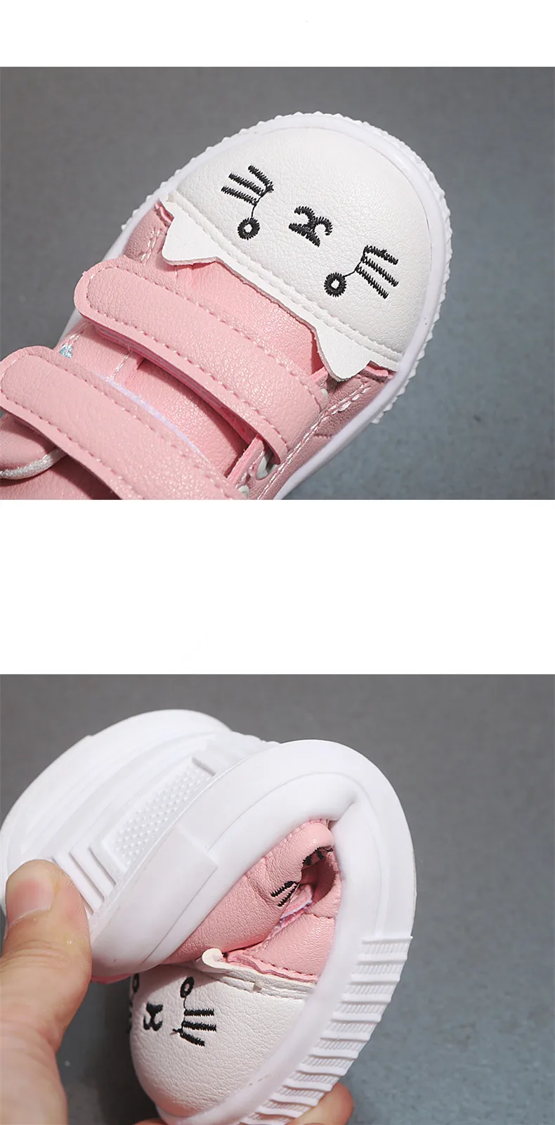 JGSHOWKITO/модная повседневная обувь для девочек; белые кроссовки для катания на коньках для малышей; детская спортивная обувь с нескользящей подошвой; милая мультяшная кошка