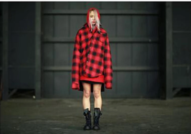 Man's Shirts Loose High Street Oversize Men's Shirts Long Sleeve Wool Cloth Hip Hop Checkerboard Plaid Thick Winter Warm Shirts