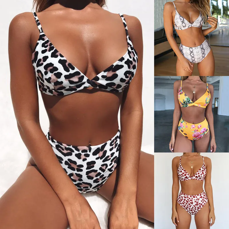 

Leopard High Waist Ladies Bikini Set Women Swimming Suit Bikini New 2019 Swimwear Beach Women Bathing Push Up Padded Swimsuit