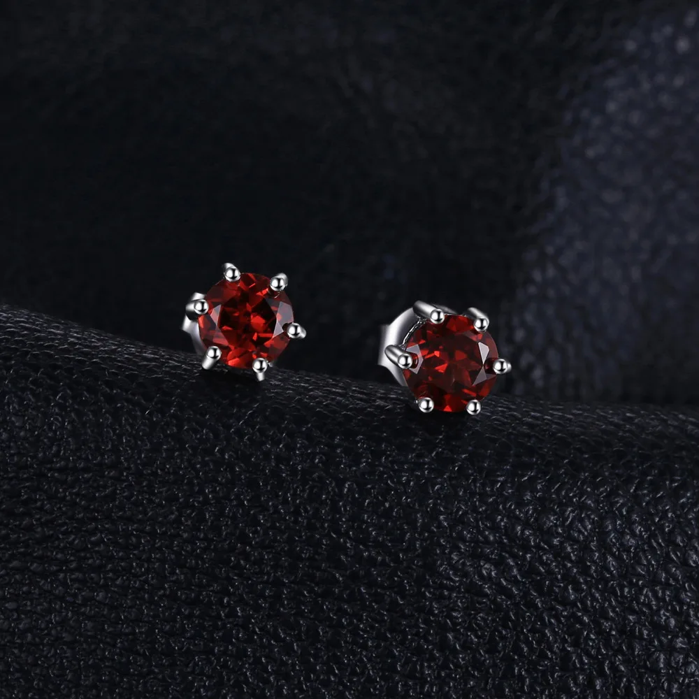 Jewelrypalace круглый 1.2ct натуральный красный гранат Серьги одноцветное 925 серебро серьги стержня 5x5 мм Модные украшения высокое качество