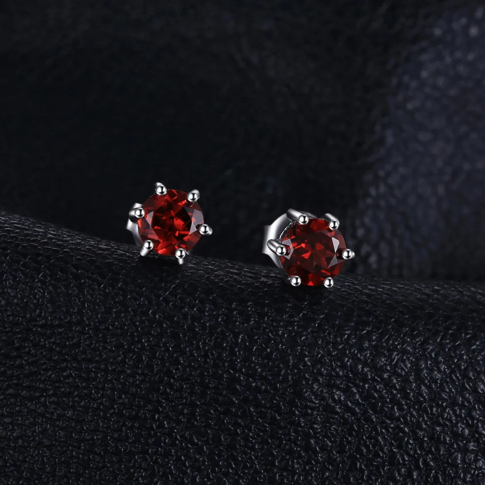 Jewelrypalace круглый 1.2ct натуральный красный гранат Серьги одноцветное 925 серебро