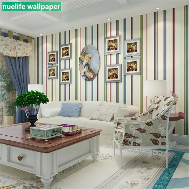 

Modern minimalist England color vertical stripes pattern non-woven wallpaper living room bedroom TV background wall paper