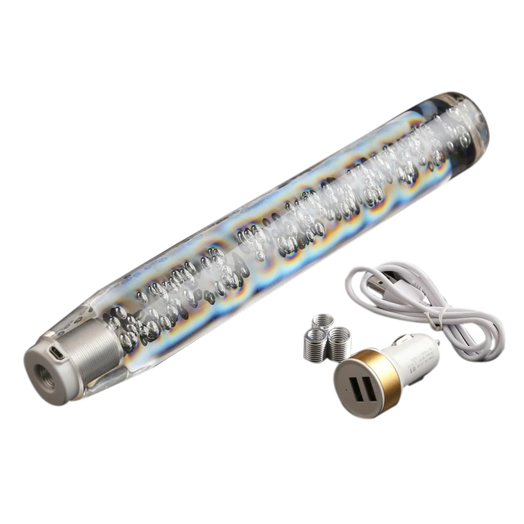 Car Shift Knob Gear Shifter Lever with Crystal Bubble 7-Color LED Light 30CM High Quality Acrylic Universal Crystal Bubble Style
