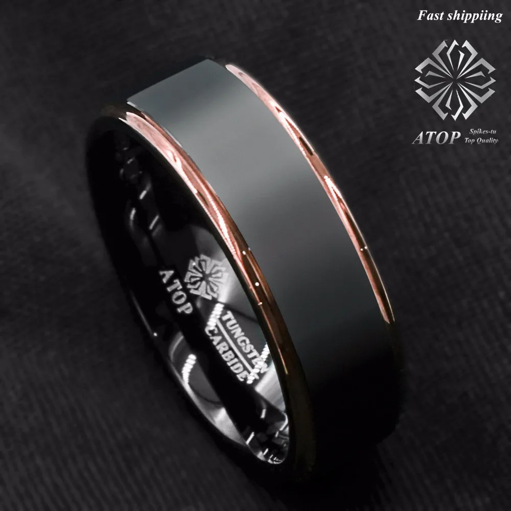 Вольфрамовое Карбидное кольцо, розовое золото, черный матовый мужской обручальное кольцо, ювелирные изделия