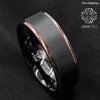 Tungsten Carbide ring rose gold black brushed men's Wedding Band Ring jewelry Free Shipping ► Photo 3/6