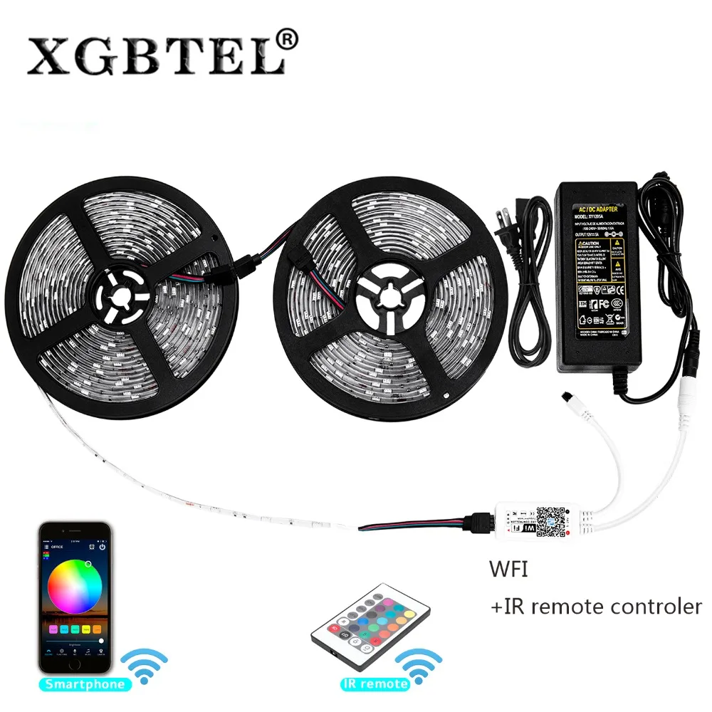 XGBTEL WiFi Светодиодная лента 10 М 5050 DC 12 В 300 LED RGB светодиодный светильник