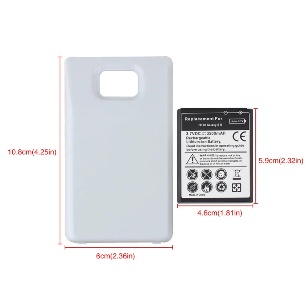 GOLDFOX 3500mAh High Quality Replacement Mobile Phone Battery For Samsung  Galaxy S2 I9100 + White Back Case cover for GT i9100-in Mobile Phone  Batteries ...