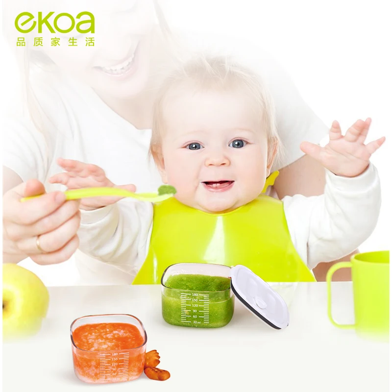 

EKOA Plastic Baby Food Storage Container Household Kitchen Items Fridge with Lid Sauce House Solid Feeding Box Bottle Store