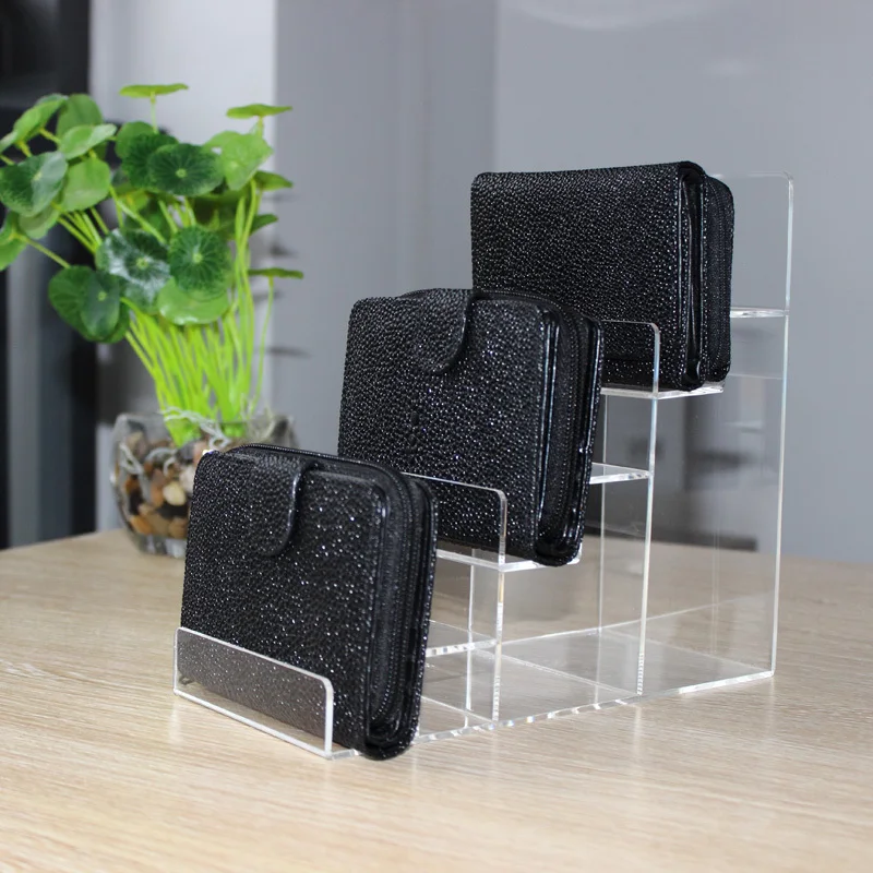 Hot sale Transparent Wallet Display Stand Purse Cosmetic Showcase