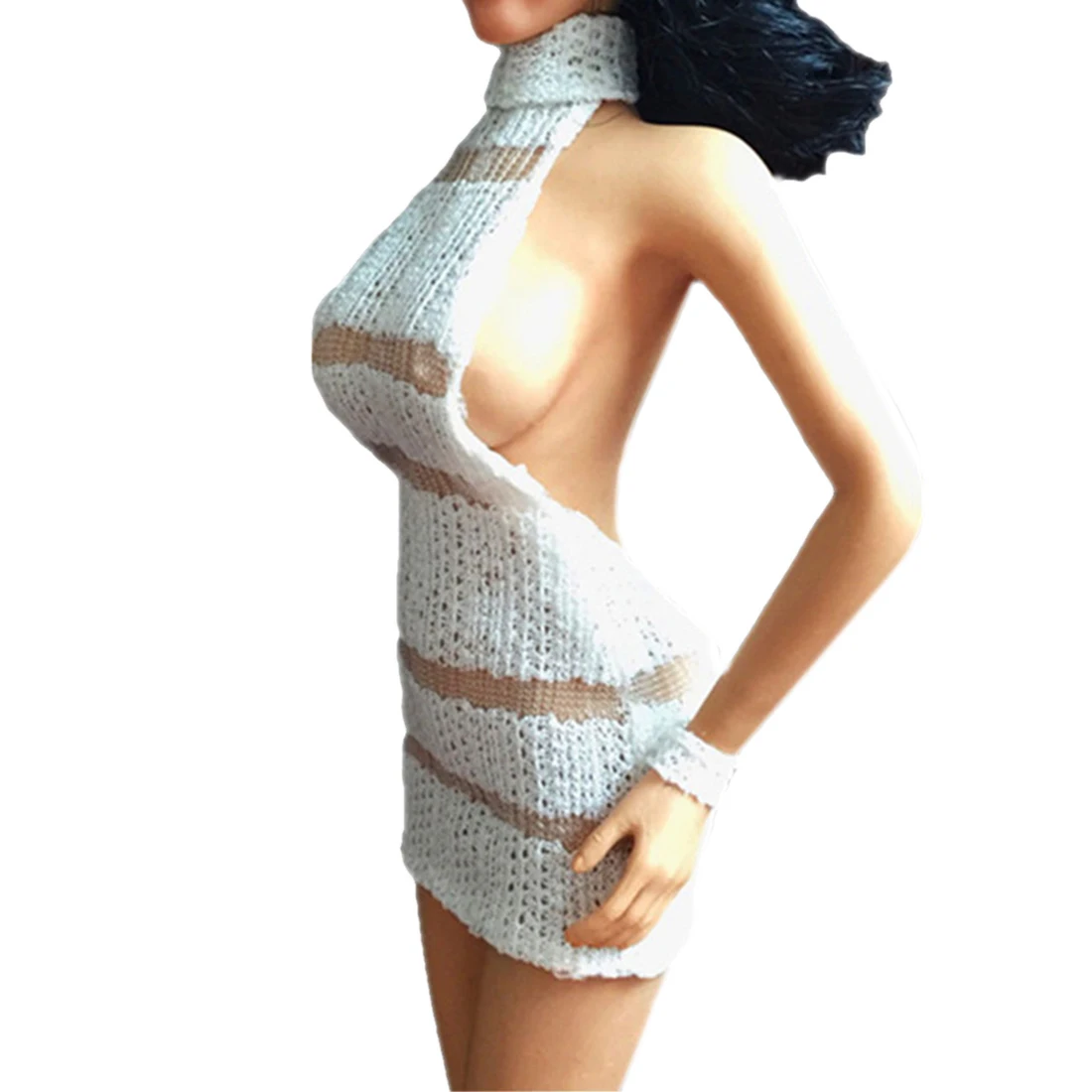 

1:6 Scale Female Figure Clothes Parts 12-Inch Female Soldier Tulle Backless Dress Set(Without Boby And Head) Model Toy Accessory