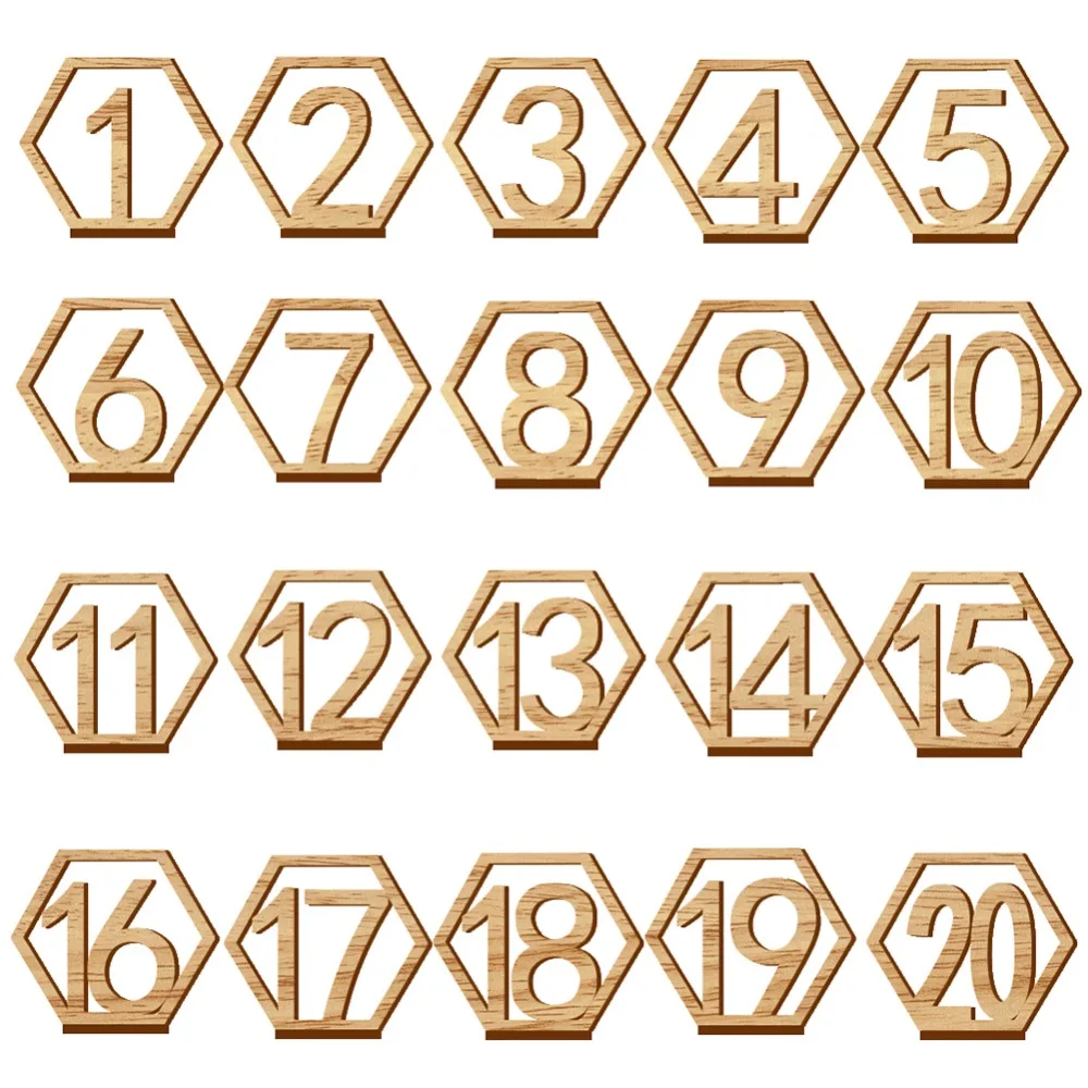 

1-20/ 1-40pcs Table Numbers Wedding Hexagon Signs Table Number Wooden Table Numbers Rustic Wedding Engagement Seat Numbers Sign