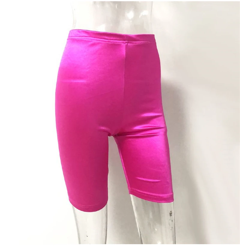 NewAsia Shiny Sexy High Waist Shorts Women Biker Shorts Summer Classic Casual Active Wear Gloss Slim Fit Shorts Women Fitness