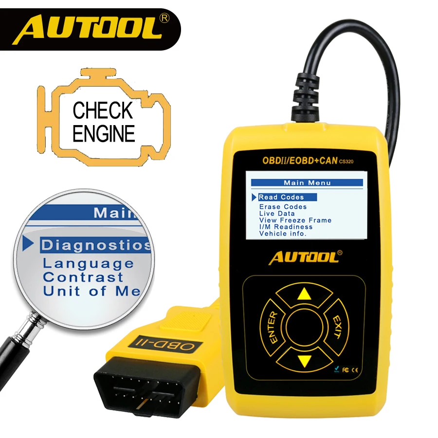 AUTOOL CS320 OBD2 автомобильный сканер OBD 2 II автомобильный считыватель кодов автомобильный диагностический инструмент PK AD310 launch X431 OM123 Scan