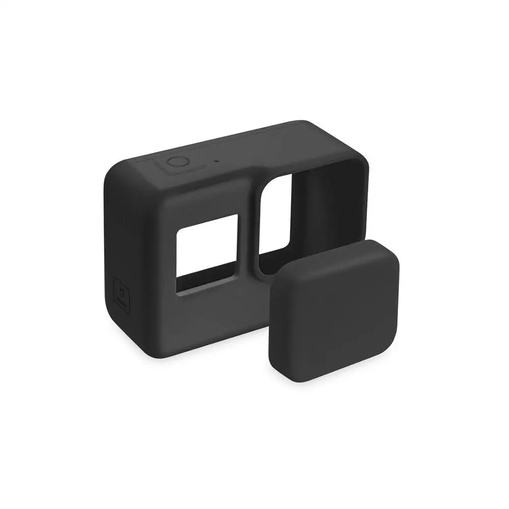 Силиконовый защитный чехол с крышкой объектива Пылезащитная Защита от царапин аксессуары для спортивной камеры для GoPro Hero 7/6/5 - Цвет: Black