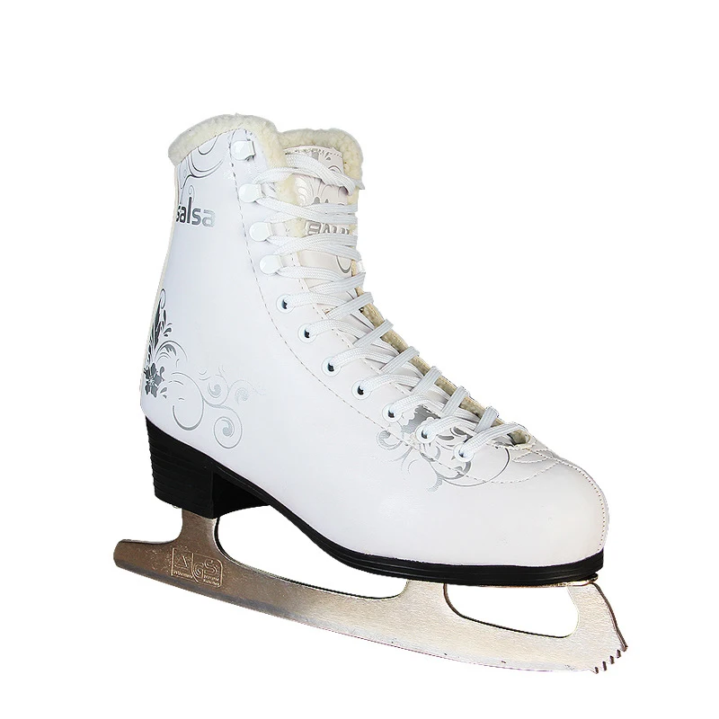 Новинка года. Профессиональная теплая обувь для катания на коньках с лезвием. Водонепроницаемая обувь белого цвета из ПВХ - Цвет: Adult EU36