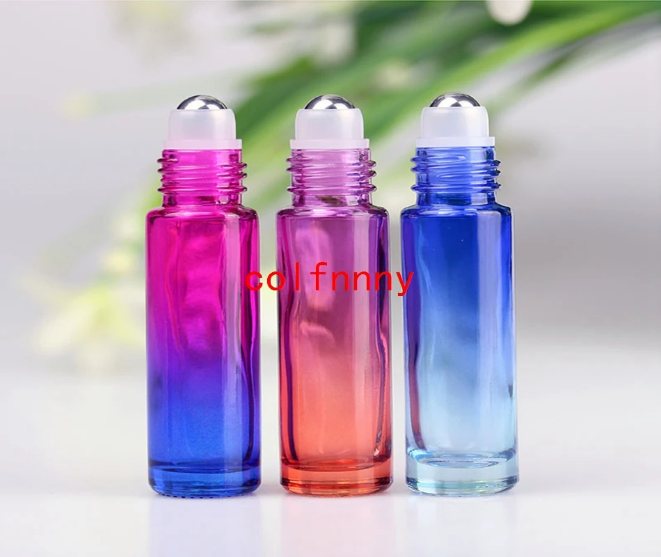 

500pcs/lot 10ml Roll on Thick Glass Bottle Stainless Steel Roller Ball Essential Oils Perfume Bottle with Metal Ball and Plastic