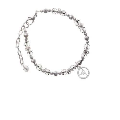 Silhouette Gymnast Disc - Raised Leg Split Clear Beaded Bracelet