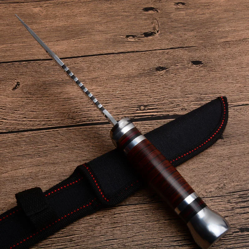 Hysenss жесткий, крепкий нож с фиксированным лезвием с деревянной ручкой Тактический походный охотничий походный спасательный карманный нож для повседневного использования нейлоновая оболочка