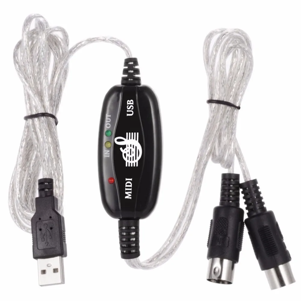 

686 PC USB MIDI Cable Converter PC to Music Keyboard Cord USB IN-OUT MIDI Interface Cable #K475