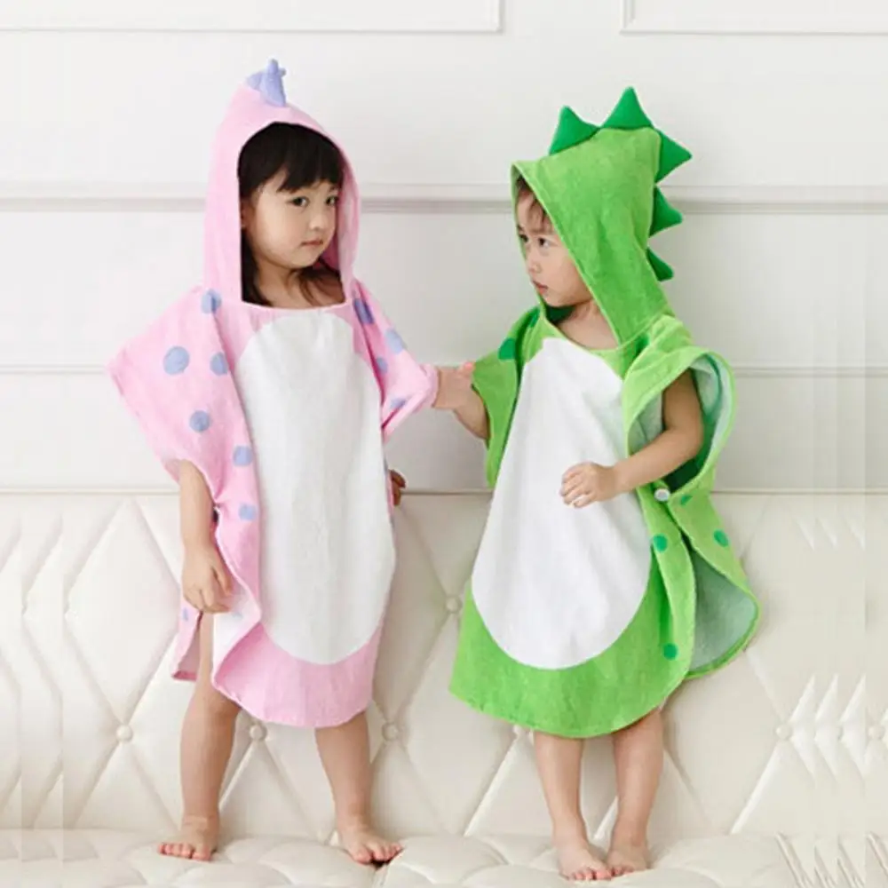 

Infant Baby Boys Girls Cartoon Print Bathrobe Dinosaur Pajamas Toddler Kids Hooded Bath Towel Fashion Casual Sleepwear Summer