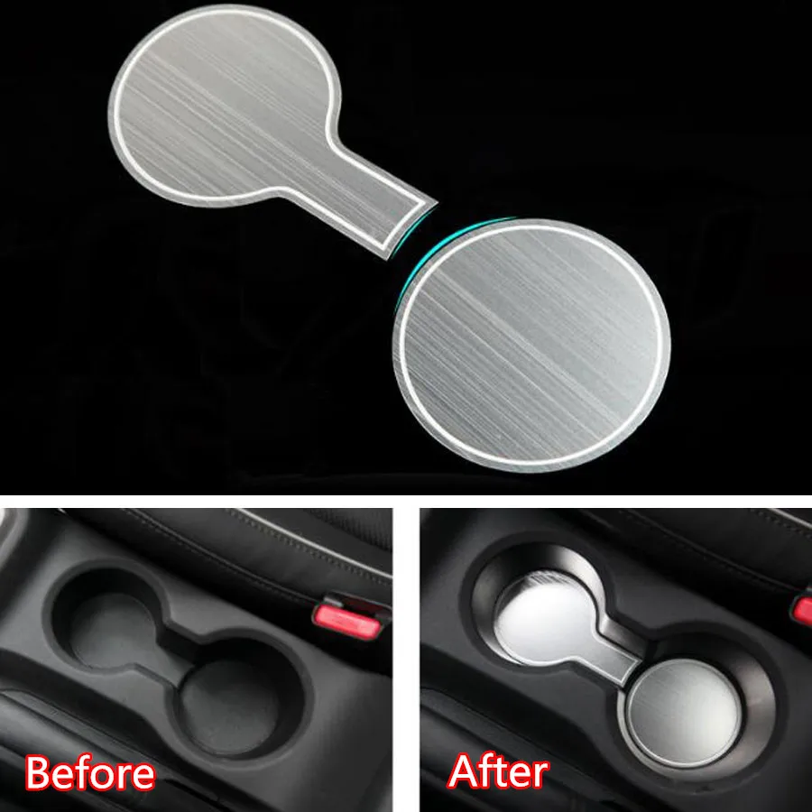 YAQUICKA Stainless Steel 2Pcs/set Car Interior Water Cup Holder Pad