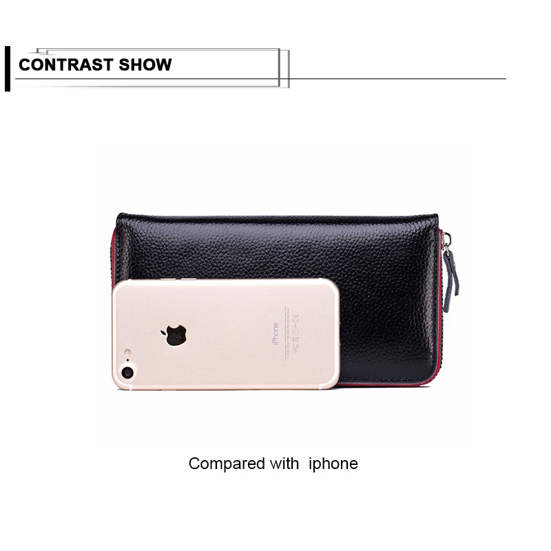 Женский Длинный кошелек, популярная сумка для телефона из натуральной кожи, одноцветные держатели для карт, мягкая текстура, кошелек для монет, женский клатч