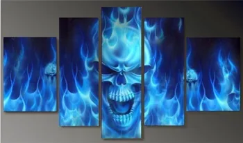 

Fire skull & red rose Home Decor Wall Painting Canvas Painting Cuadros Decoracion Wall Pictures For Living Room No Frame